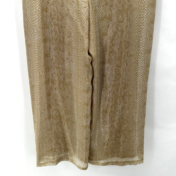 Vintage Carlisle 100% Silk Wide Leg Pants Womens‎ 10 Beige Snakeskin Old Money - Picture 8 of 11